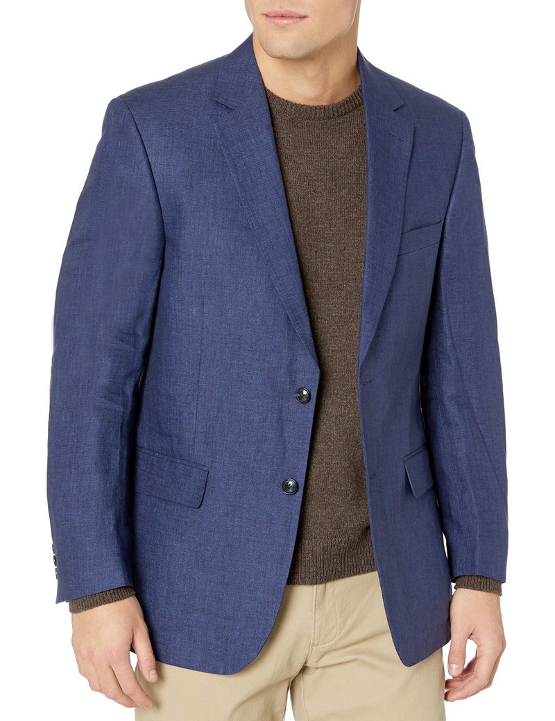 Palm Beach Men's Bradley 100% Delave Indigo Linen Coat, Navy, 44 Long - Image 1